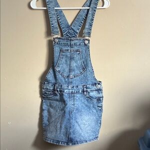 Casual Light Blue Denim Overall Dress (Bin U)